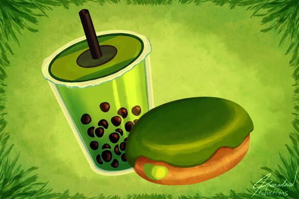 “Matcha Cream Donut &amp; Boba Tea,” Procreate Software, June 2025.
