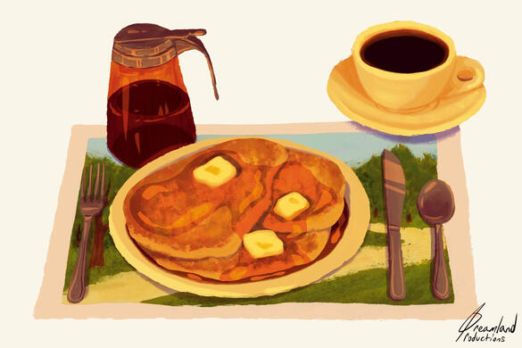 “Pancakes in a white void,” Procreate software, January 2026.