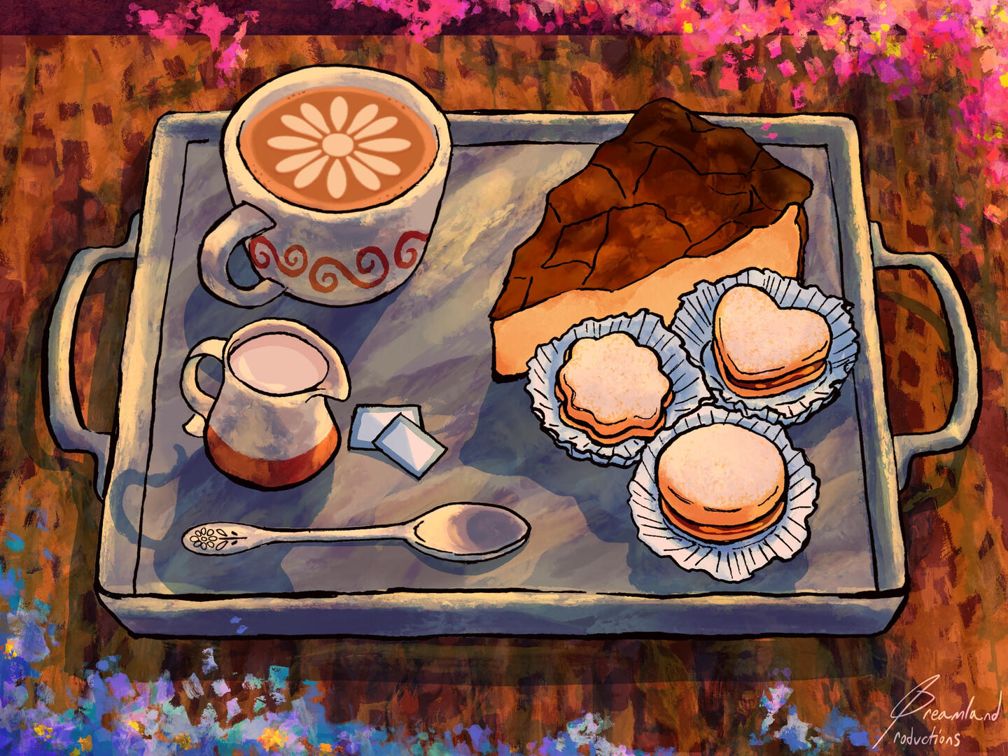 ”Basque cheesecake & Alfajores,” Ink and Procreate Software, May 2026.